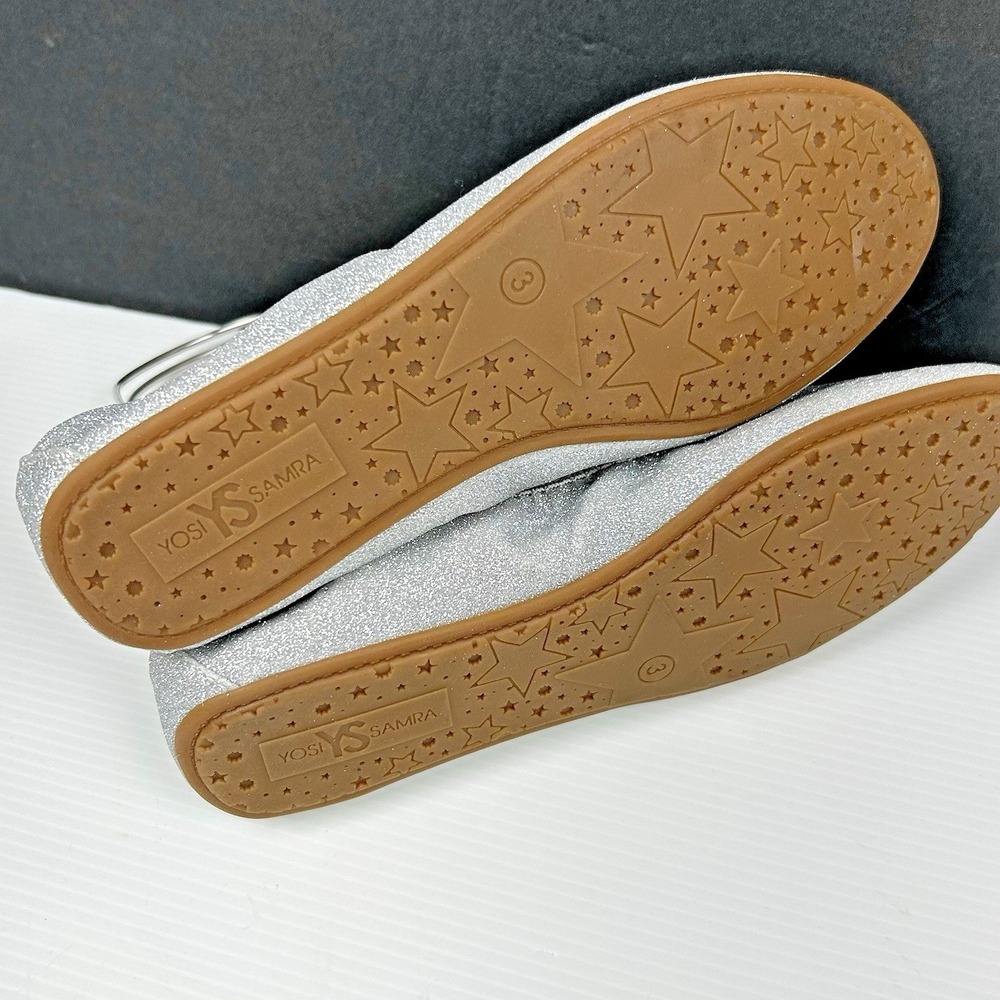 Yosi Samra Girls Size 3Y 3 Silver Glitter Ballet Flat NEW VERY SPARKLY SERENA - Picture 11 of 13
